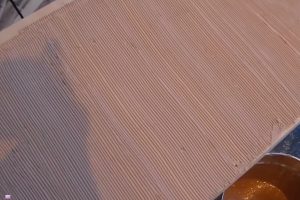 Так продолжают, пока вся поверхность тыльной стороны проступи не будет покрыта слоем клея. Остается…